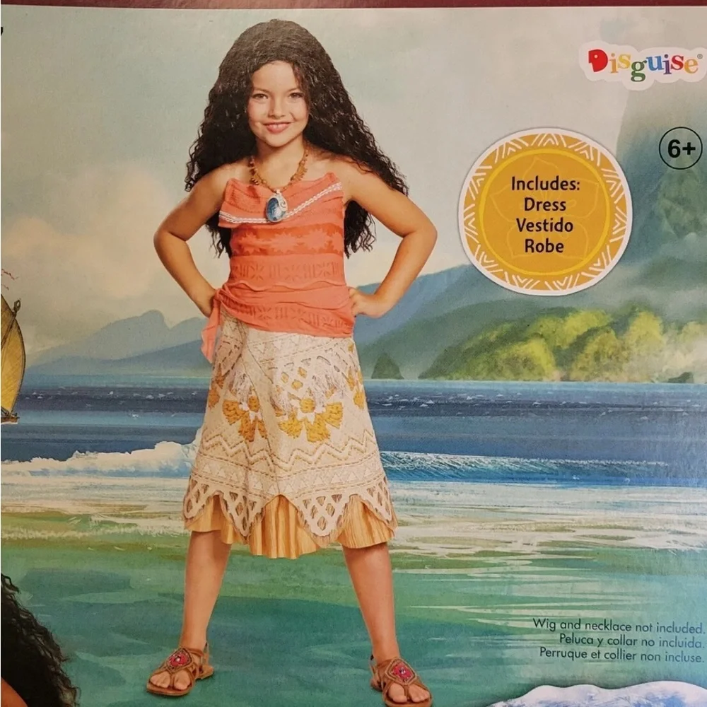 Disney Moana Dress Up Costume Size Small 6/6X Girls Child Kids Youth Disguise